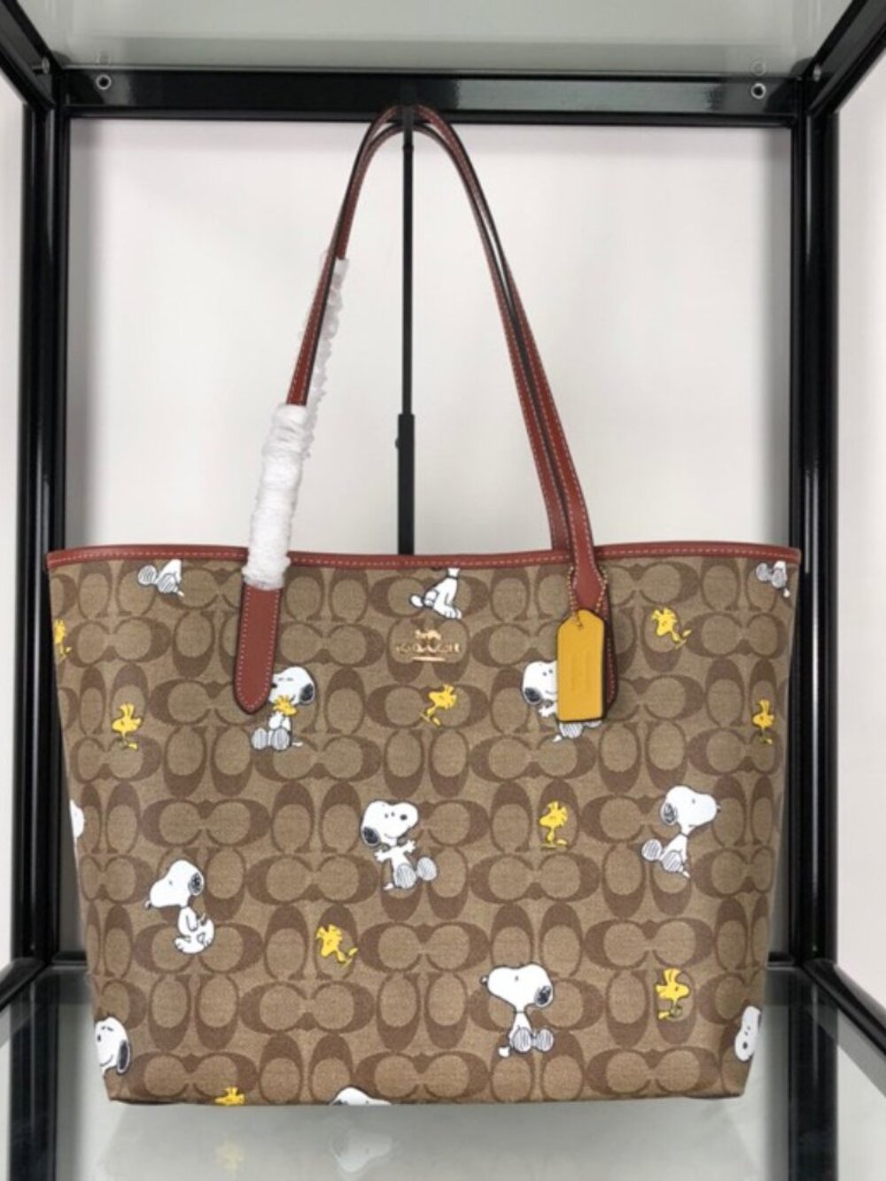 Coach Brown Tote with Snoopy Design